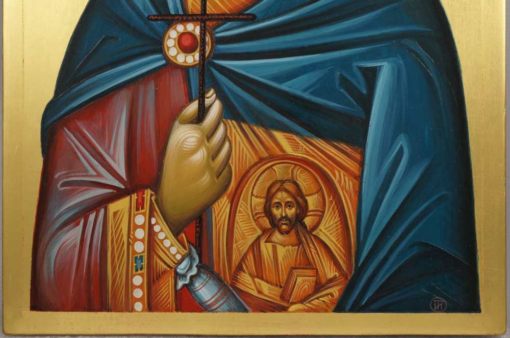 St Saint Menas (engraved halo) Mena Minas Mennas Hand-Painted Icon