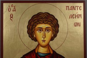 Saint Panteleimon Pantaleon Hand-Painted Byzantine Icon
