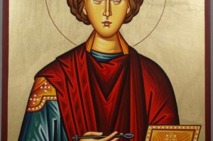 Saint Panteleimon Pantaleon Hand-Painted Byzantine Icon