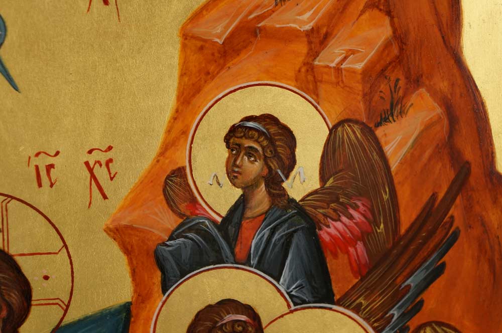 Theophany (Baptism of Christ) Hand-Painted Byzantine Orthodox Icon 23kt Gold Leaf