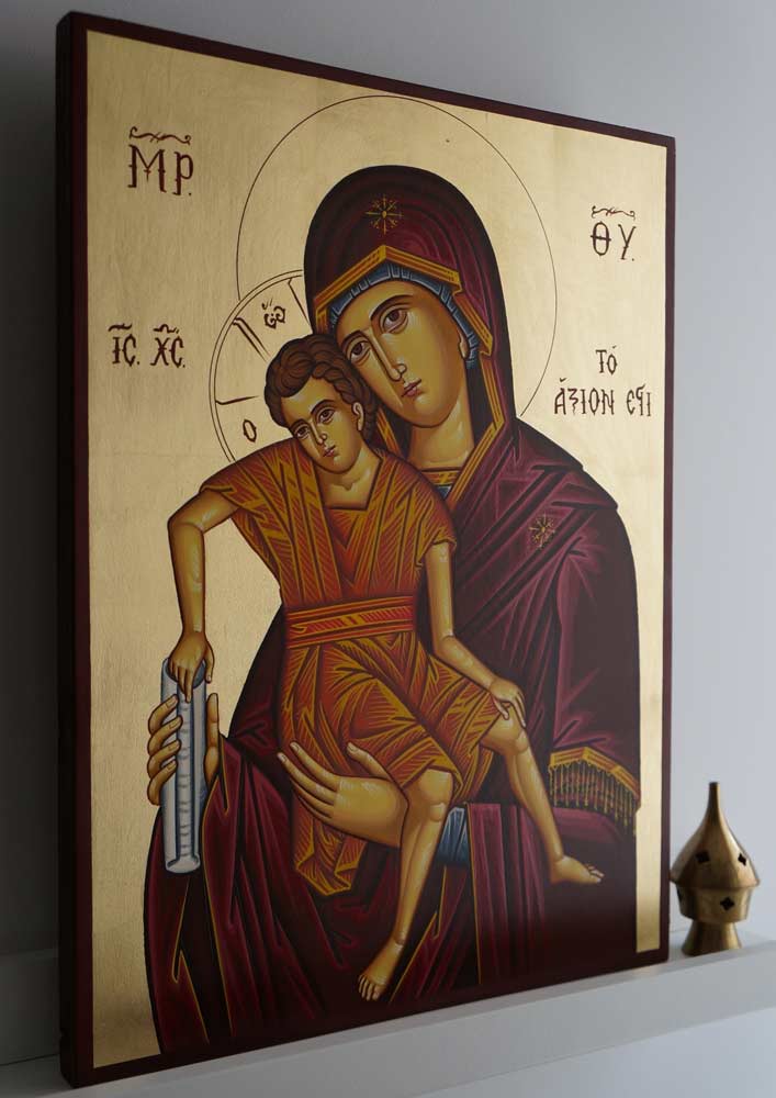 Theotokos Panagia Axion Estin (Dostoino Est) Hand-Painted Icon