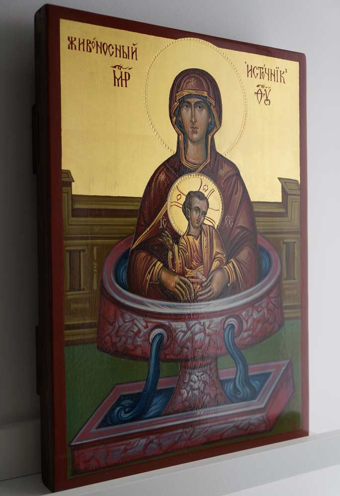 Theotokos The Life-giving Spring Zoodochos Pigi Hand-Painted Greek Orthodox Icon