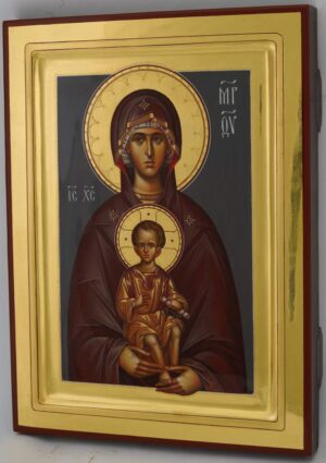 madonna and child icon (raised border) hand painted orthodox