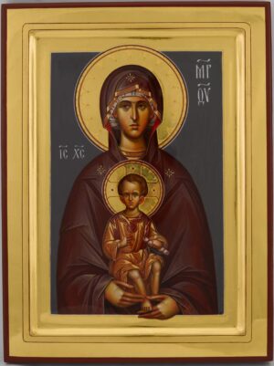 madonna and child icon (raised border) hand painted orthodox