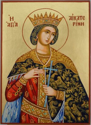 St Catherine of Alexandria Icon Hand Painted Byzantine Orthodox