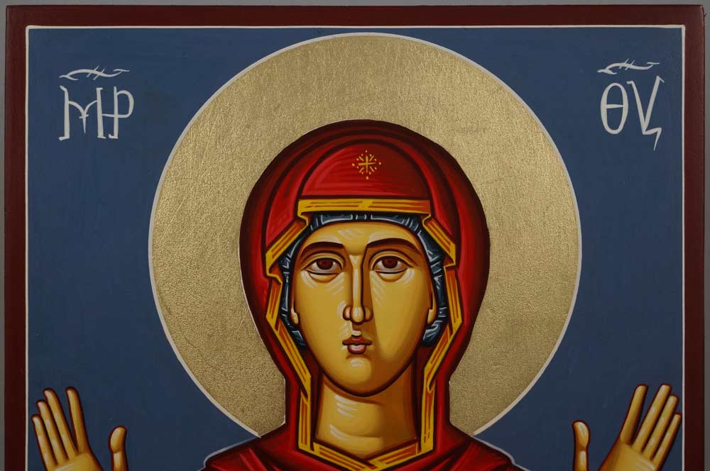 Theotokos of the Sign Znamenie Oranta Hand-Painted Icon