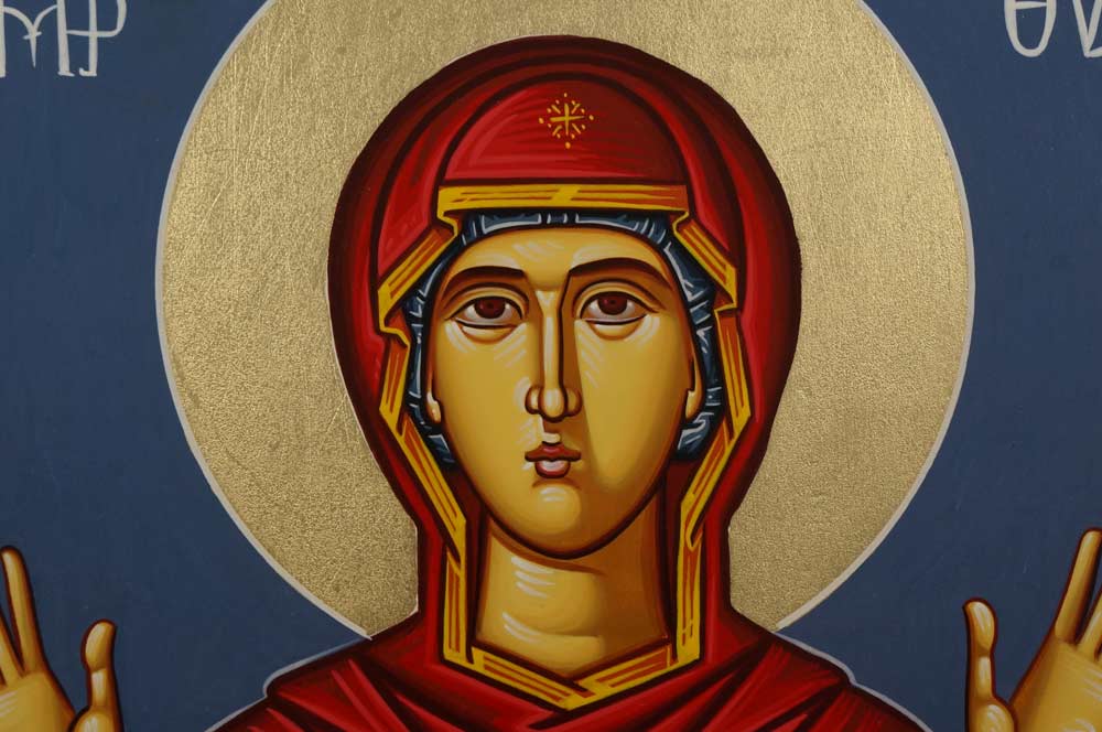 Theotokos of the Sign Znamenie Oranta Hand-Painted Icon
