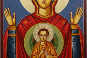 Theotokos of the Sign Znamenie Oranta Hand-Painted Icon