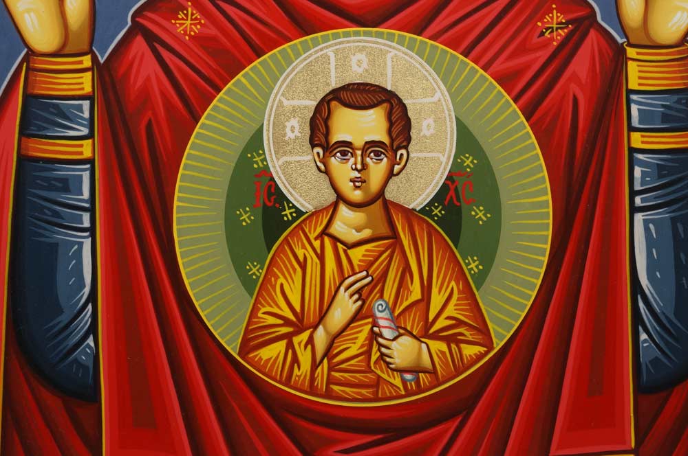 Theotokos of the Sign Znamenie Oranta Hand-Painted Icon