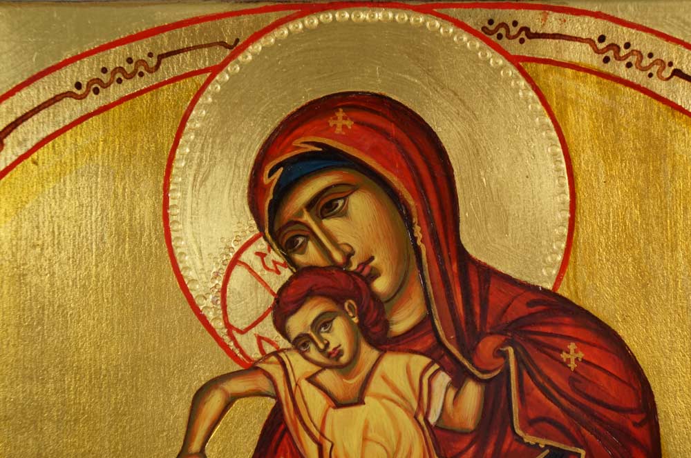 Theotokos Enthroned Hand-Painted Orthodox Byzantine Icon