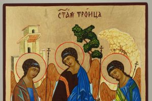 hospitality of abraham (rublev trinity icon hand painted orthodox
