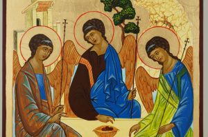 hospitality of abraham (rublev trinity icon hand painted orthodox