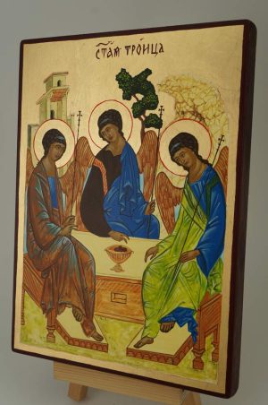 hospitality of abraham (rublev trinity icon hand painted orthodox