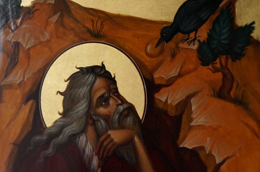 Holy Prophet Elijah (Elias) in Front of the Cave Hand-Painted Byzantine Icon