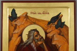 Holy Prophet Elijah (Elias) in Front of the Cave Hand-Painted Byzantine Icon