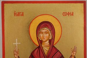 Saint Sophia the Martyr Hand Painted Byzantine Orthodox Icon on Wood