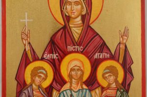 Saint Sophia the Martyr Hand Painted Byzantine Orthodox Icon on Wood