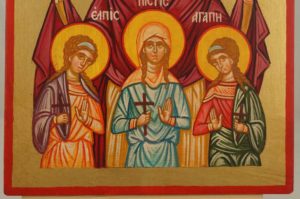 Saint Sophia the Martyr Hand Painted Byzantine Orthodox Icon on Wood