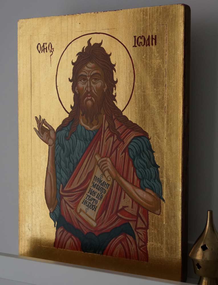 Saint St John the Baptist Forerunner Hand Painted Orthodox Icon on Wood