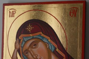 Virgin Mary Kardiotissa Hand Painted Byzantine Orthodox Icon on Wood