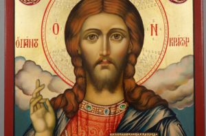 Hand-Painted Orthodox Icon of Jesus Christ Pantocrator (closed book)