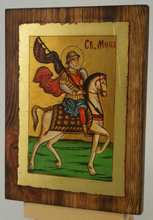 Saint Menas on Horse small Icon Hand Painted Byzantine Orthodox