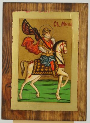 Saint Menas on Horse small Icon Hand Painted Byzantine Orthodox