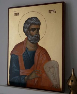 Hand-Painted Byzantine Icon of St Peter the Apostle