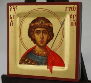 St George Diadem and Spear miniature Hand Painted Icon Byzantine Orthodox