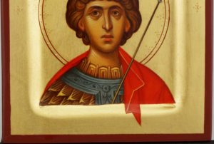 St George Diadem and Spear miniature Hand Painted Icon Byzantine Orthodox