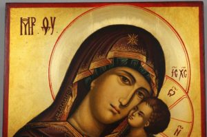 Hand-painted Orthodox Icon of Virgin Mary Tenderness