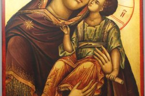 Hand-painted Orthodox Icon of Virgin Mary Tenderness