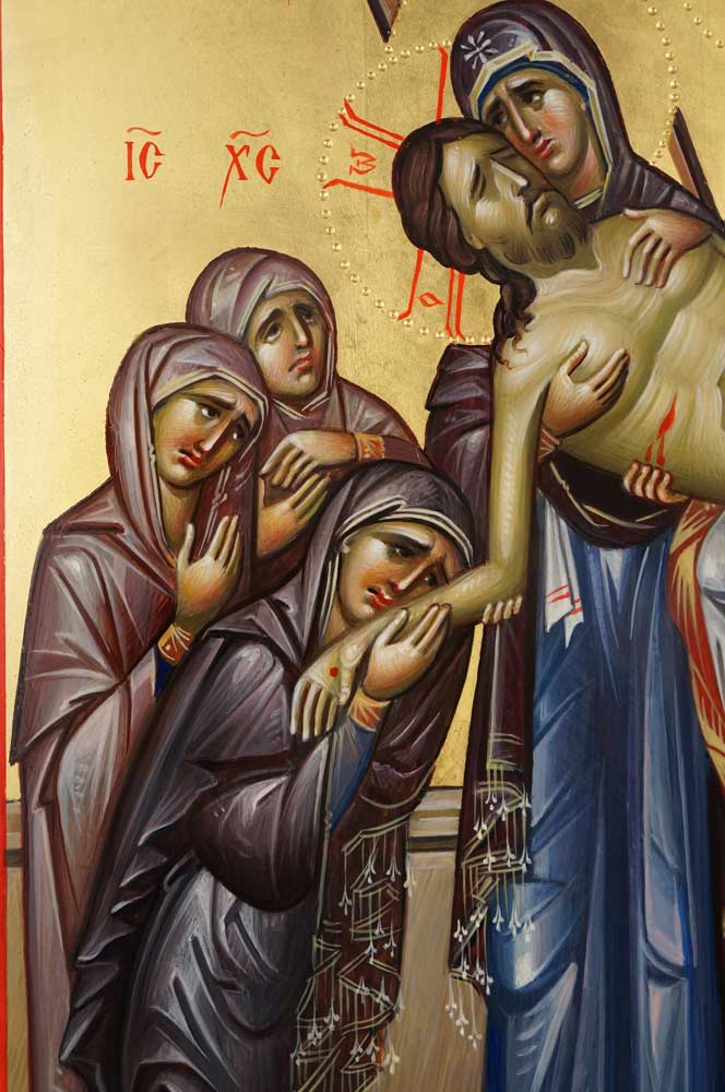 Hand-Painted Orthodox Byzantine Icon of the Descent from the Cross