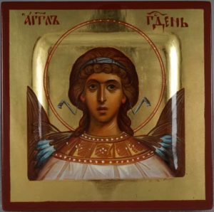 Hand-Painted Miniature Icon of Angel of God (miniature) Polished Gold leaf