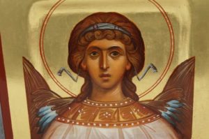 Hand-Painted Miniature Icon of Angel of God (miniature) Polished Gold leaf