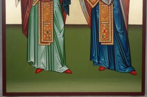 Hand-Painted Icon of St Spyridon of Trimythous and St Nicholas the Wonderworker