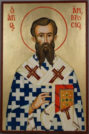 Saint St Ambrose of Milan Hand-Painted Orthodox Icon