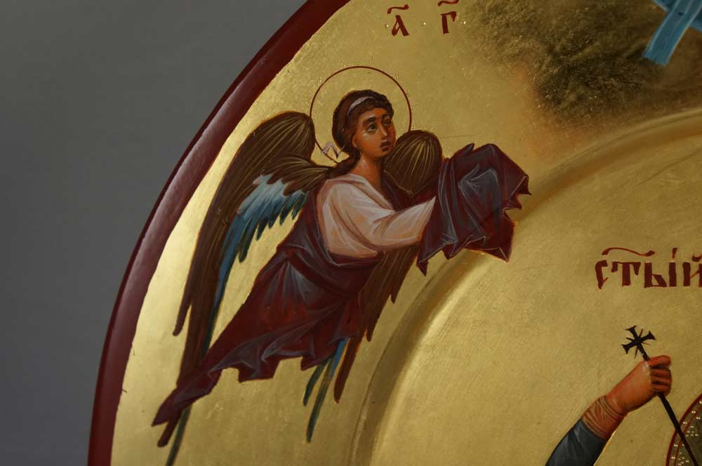 St George Slaying the Dragon (with saints) Hand-Painted Orthodox Icon