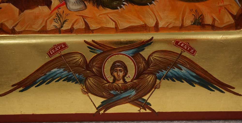 St George Slaying the Dragon (with saints) Hand-Painted Orthodox Icon