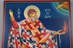 Hand-Painted Greek Icon of St Spyridon of Trimythous (full body)