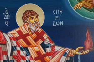 Hand-Painted Greek Icon of St Spyridon of Trimythous (full body)