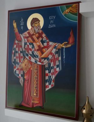 Hand-Painted Greek Icon of St Spyridon of Trimythous (full body)