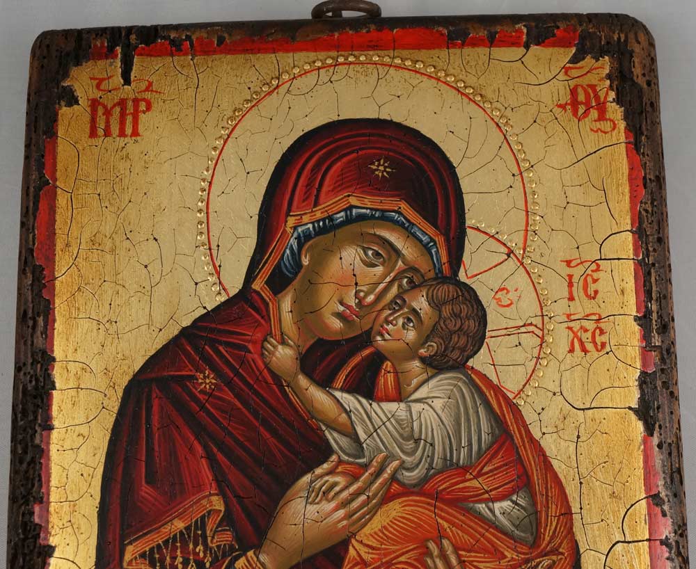 The Virgin Glykophilousa (Crete) Hand-Painted Greek Orthodox Icon