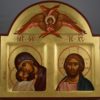 Theotokos Jesus Christ Cherub Hand Painted Arched Wood Orthodox Icon