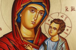 Hand-Painted Greek Orthodox Icon of Theotokos the Guide