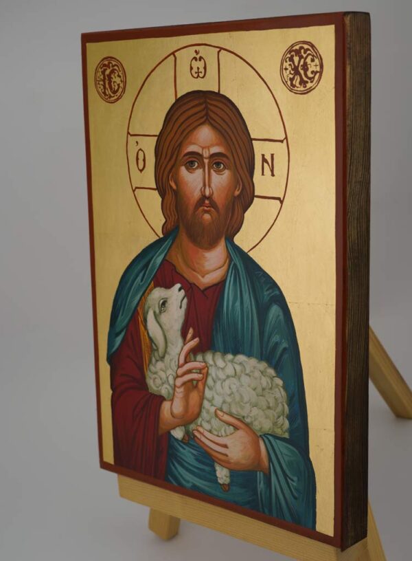 christ the good shepherd icon hand painted orthodox