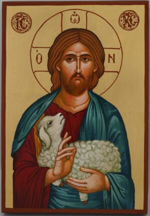 christ the good shepherd icon hand painted orthodox