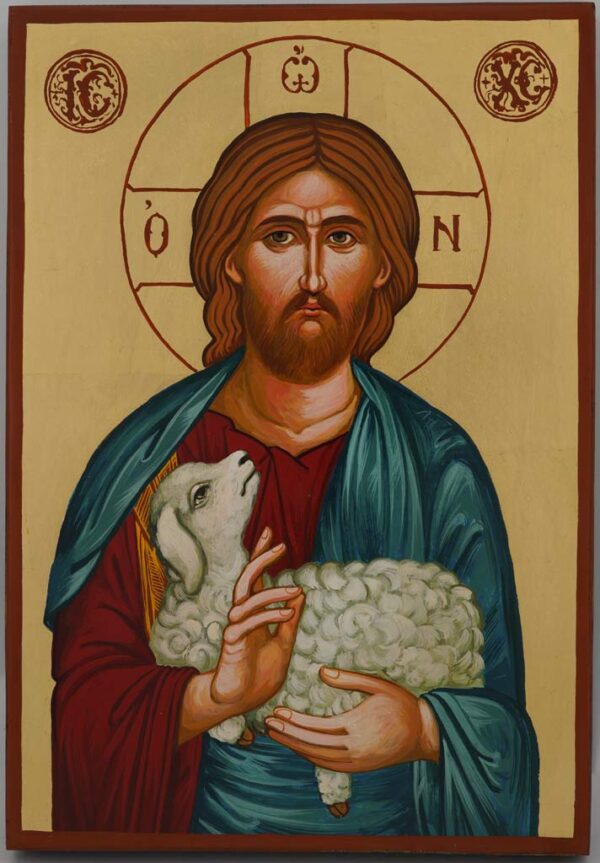 christ the good shepherd icon hand painted orthodox