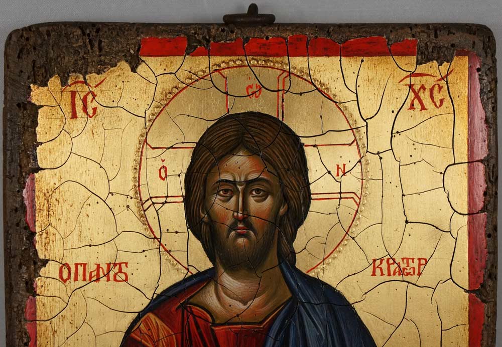 Jesus Christ Pantocrator Full Body Antique Style Hand Painted Byzantine Icon 12