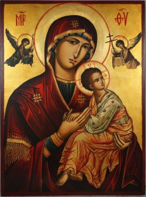 Our Lady of Perpetual Succour Hand Painted Byzantine Orthodox Icon on Wood